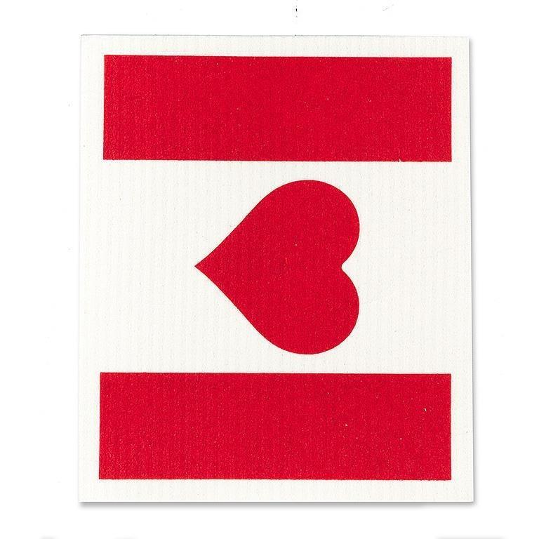 Canada Flag & Heart Swedish Dishcloth, Set of 2