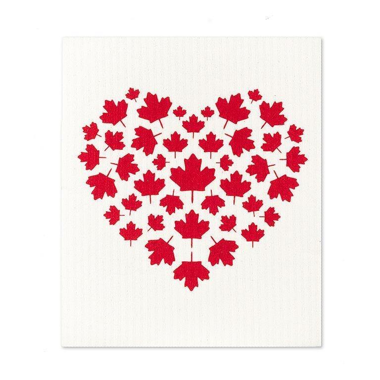 Canada Flag & Heart Swedish Dishcloth, Set of 2